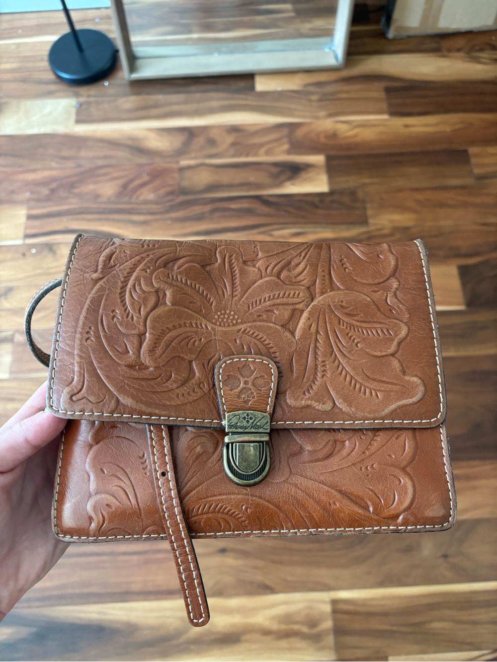 Patricia Nash Tooled Leather Crossbody Bag Brown
